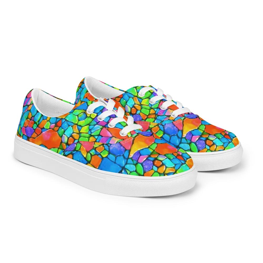 Prismatic Mosaic on Men's Lace-Up Canvas Shoes — Right Front