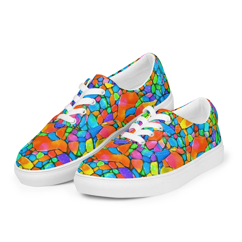 Prismatic Mosaic on Men's Lace-Up Canvas Shoes — Left Front