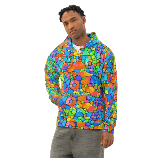 Prismatic Mosaic on a Cotton Hoodie