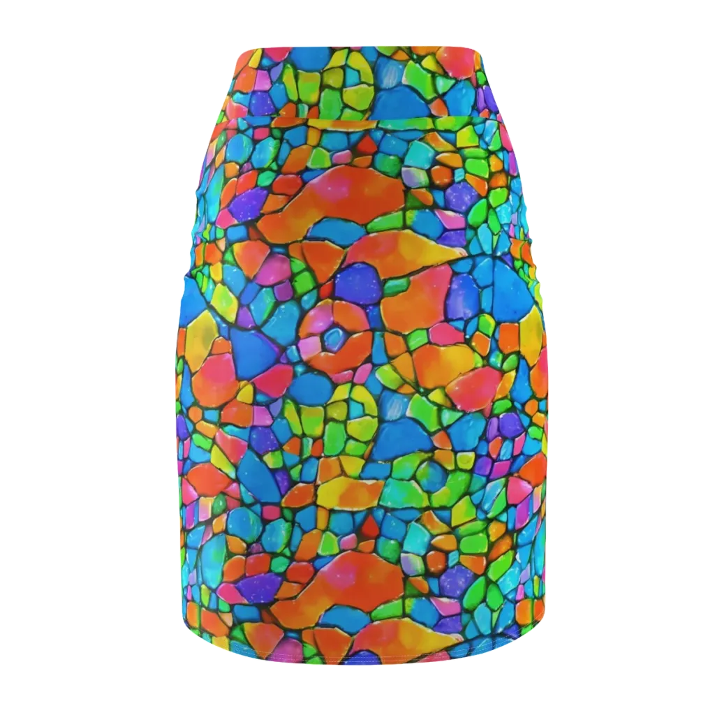 Prismatic Mosaic on Pencil Skirt — Back