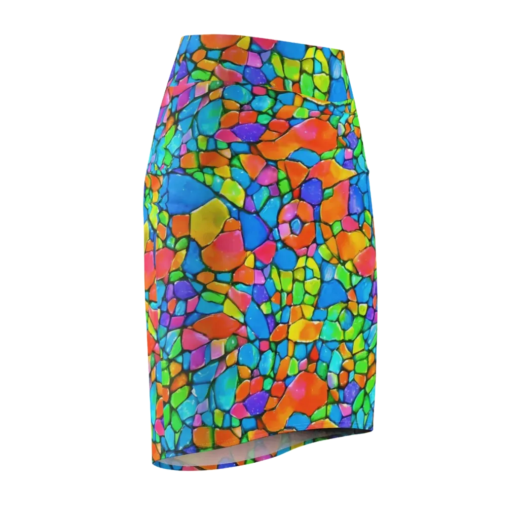 Prismatic Mosaic on Pencil Skirt — Front Side