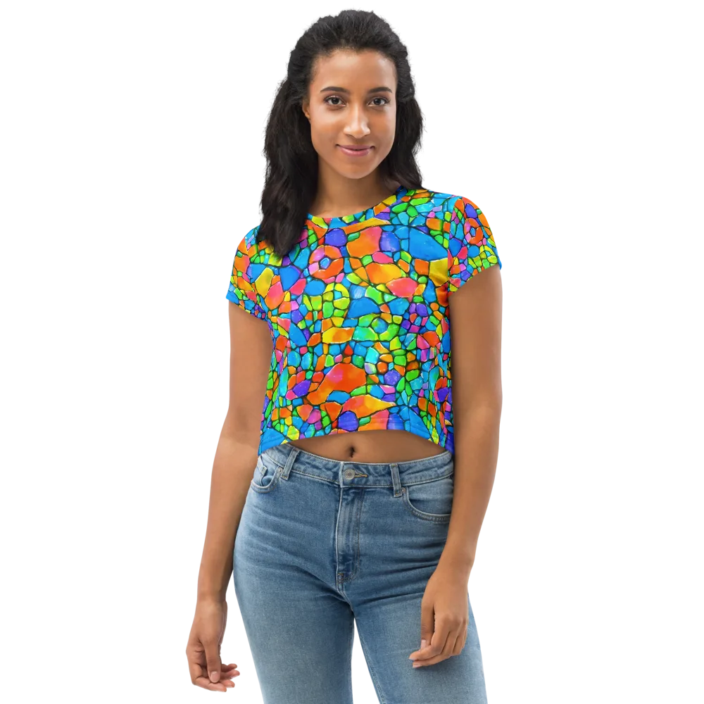 Prismatic Mosaic on Crop Tee — Front