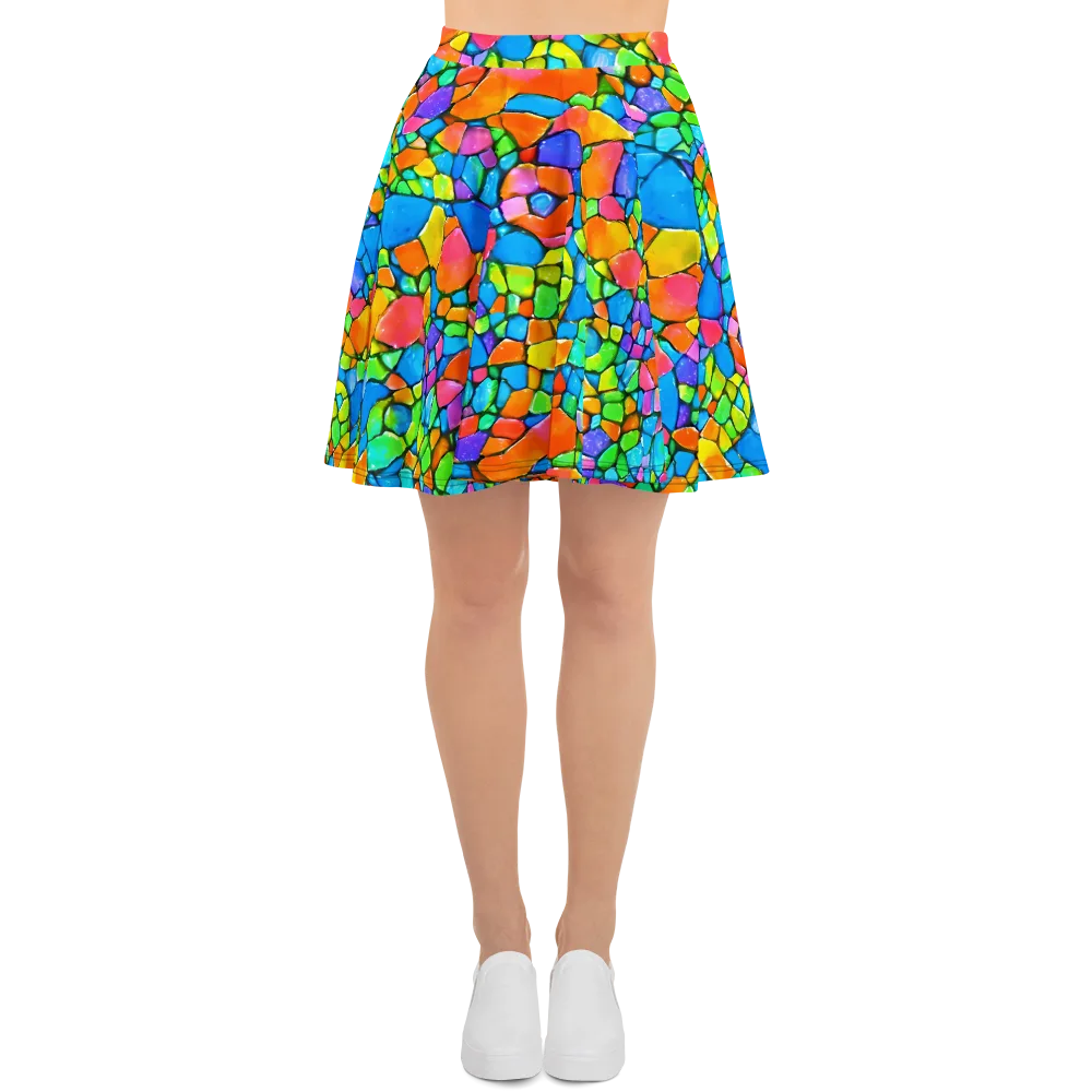 Prismatic Mosaic on Skater Skirt — Front