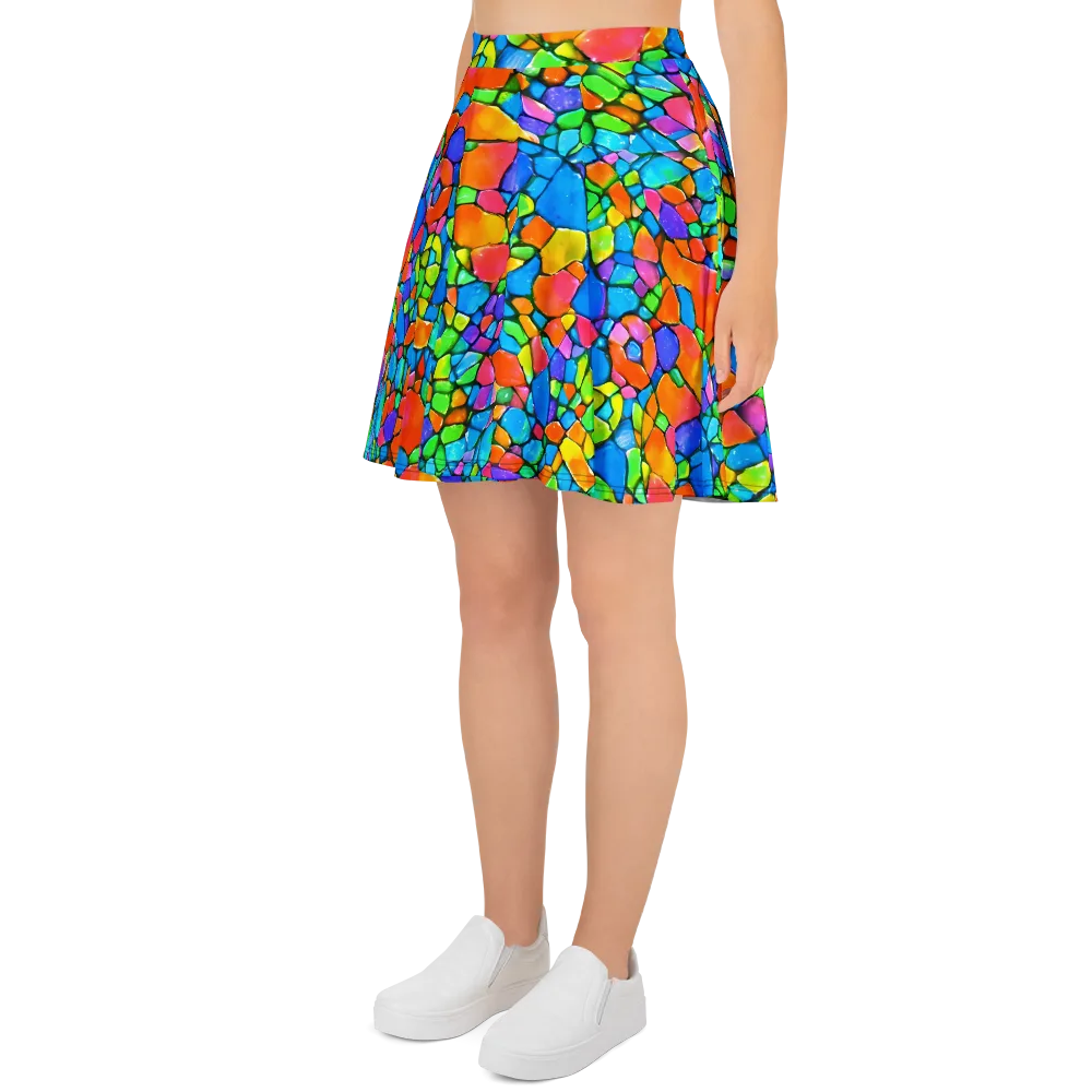 Prismatic Mosaic on Skater Skirt — Left