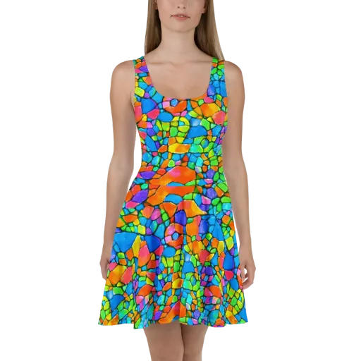 Prismatic Mosaic on a Skater Dress