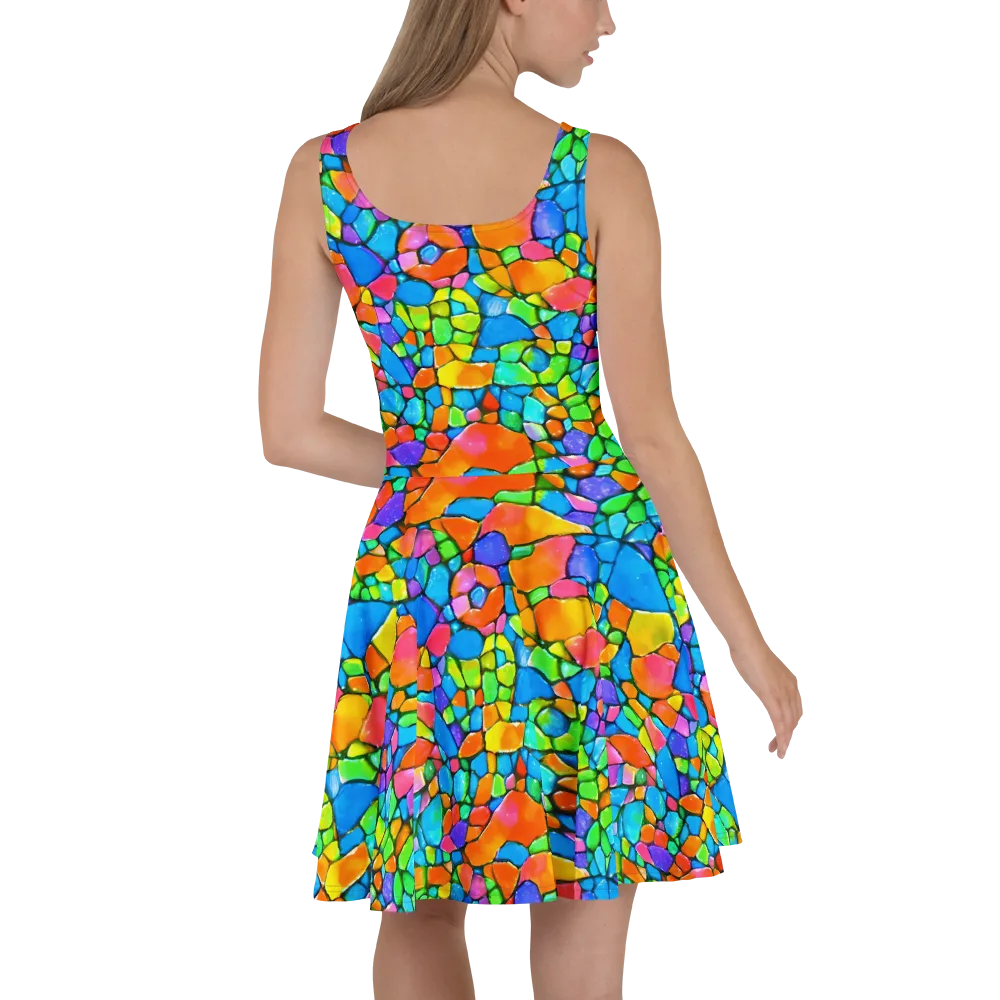 Prismatic Mosaic on Skater Dress — Back
