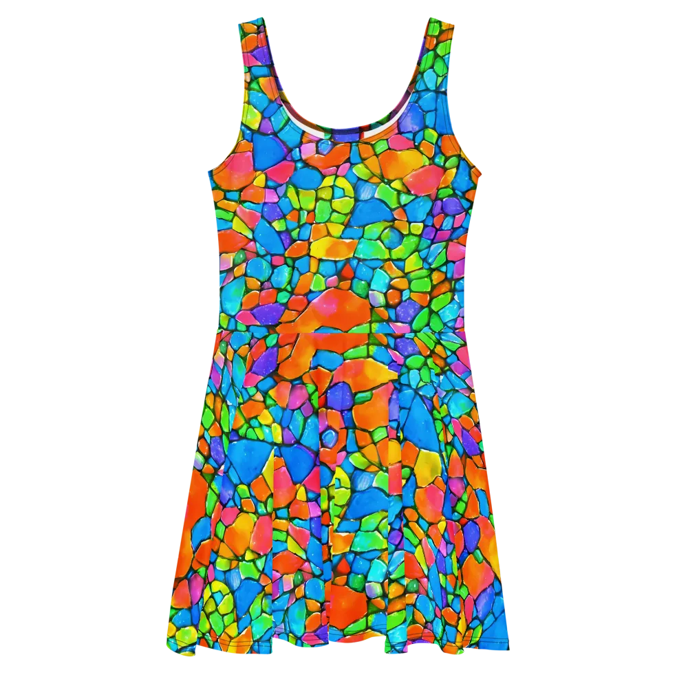 Prismatic Mosaic on Skater Dress — Front