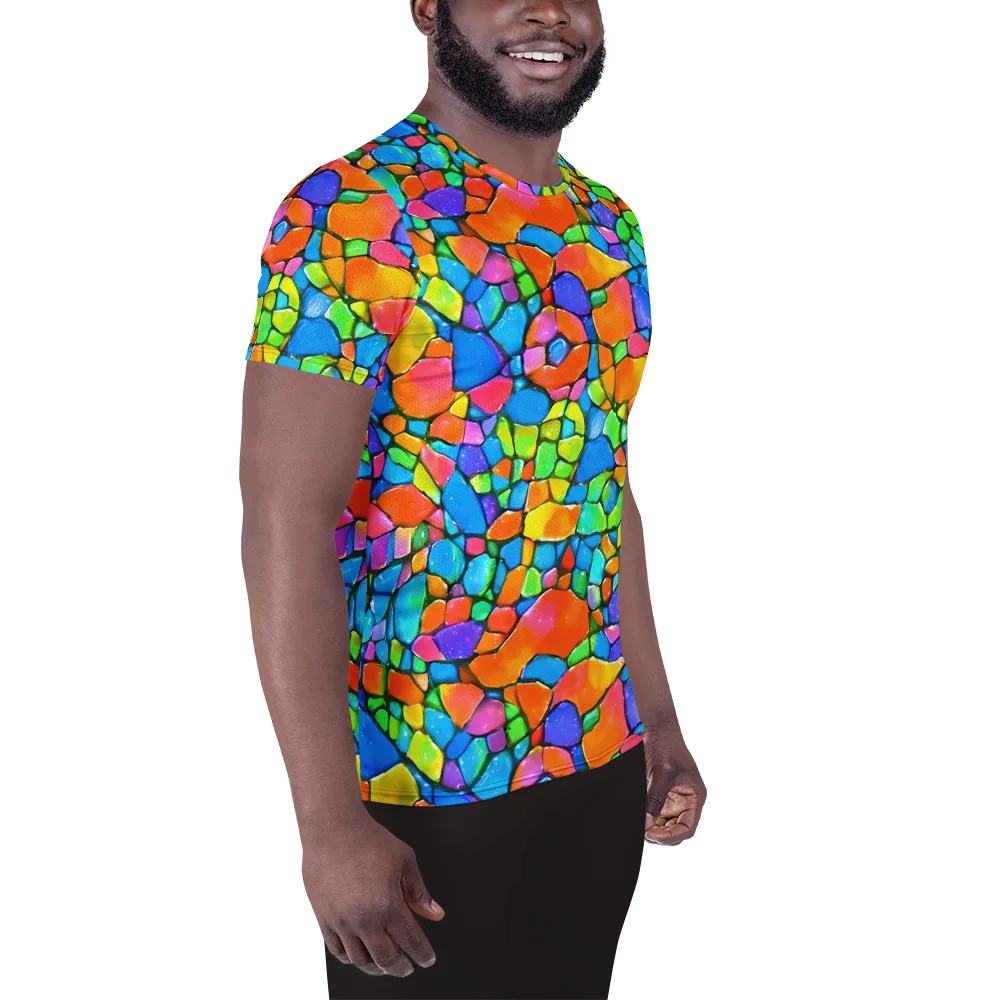 Prismatic Mosaic on Men's Athletic T-Shirt — Right