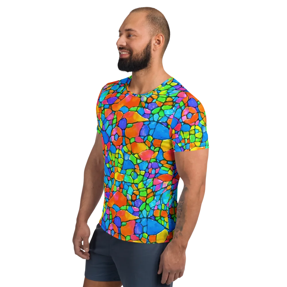 Prismatic Mosaic on Men's Athletic T-Shirt — Left