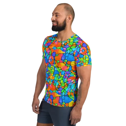 Prismatic Mosaic on a Men's Athletic T-Shirt