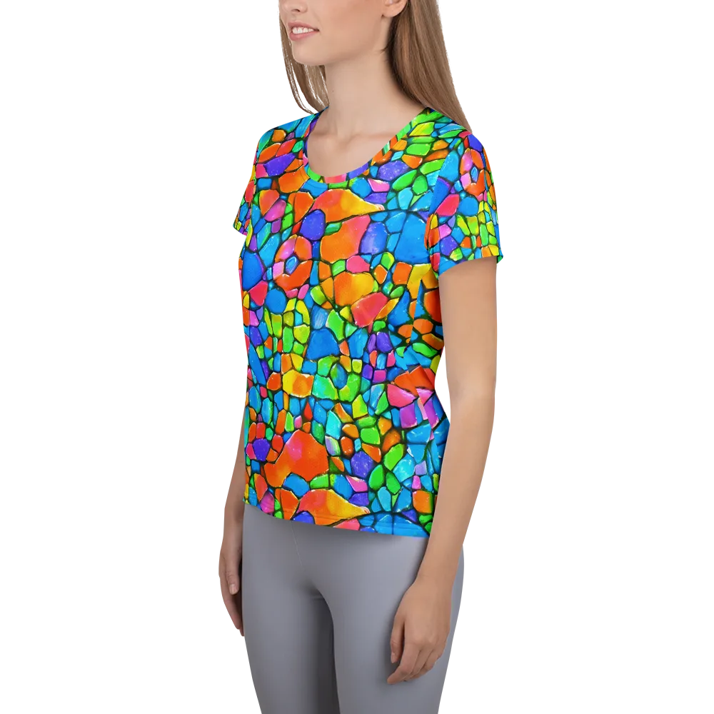 Prismatic Mosaic on Women's Athletic T-Shirt — Left