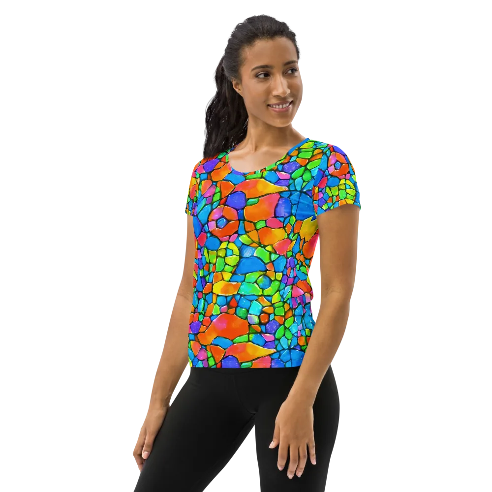 Prismatic Mosaic on Women's Athletic T-Shirt — Left