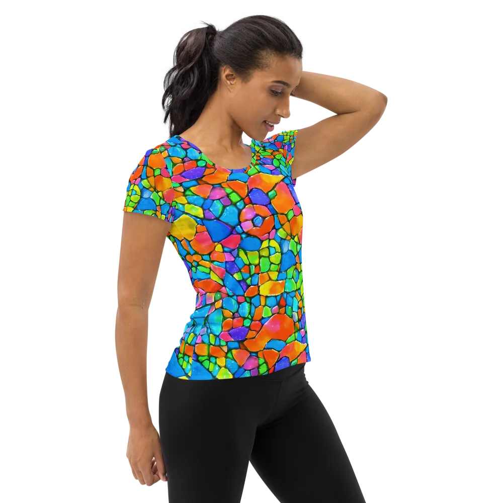 Prismatic Mosaic on Women's Athletic T-Shirt — Right