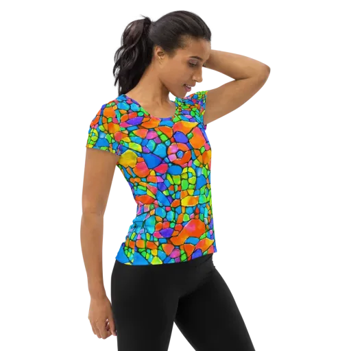 Prismatic Mosaic on a Women's Athletic T-Shirt