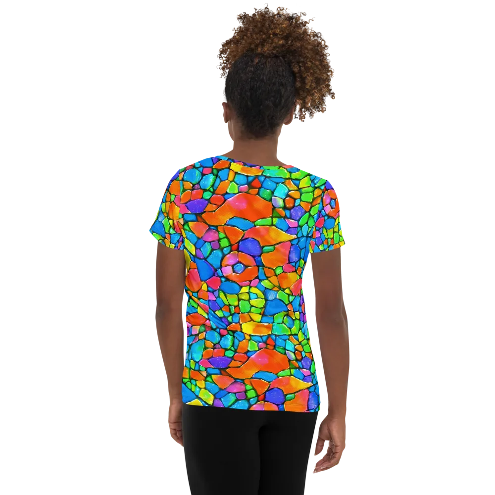 Prismatic Mosaic on Women's Athletic T-Shirt — Back