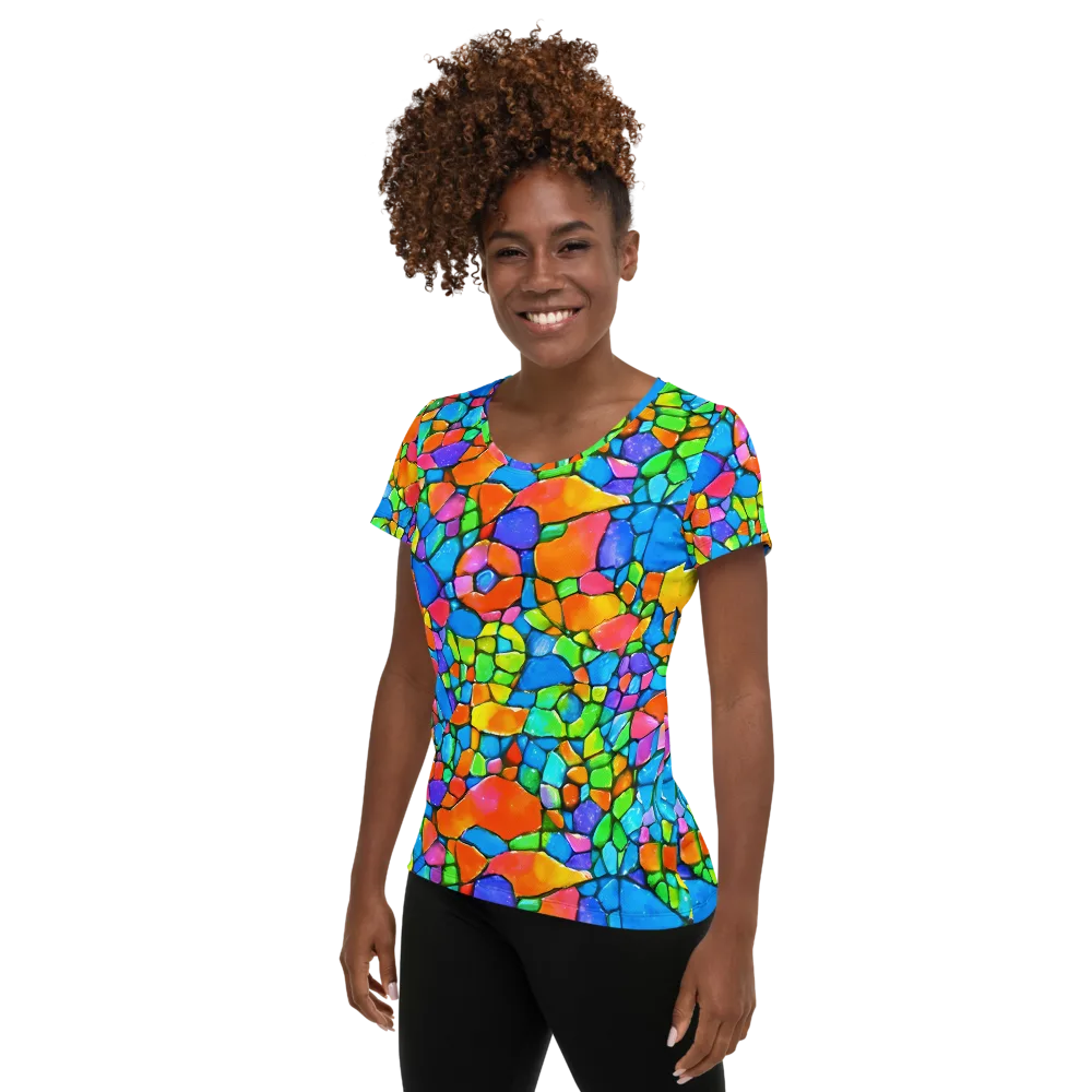 Prismatic Mosaic on Women's Athletic T-Shirt — Left