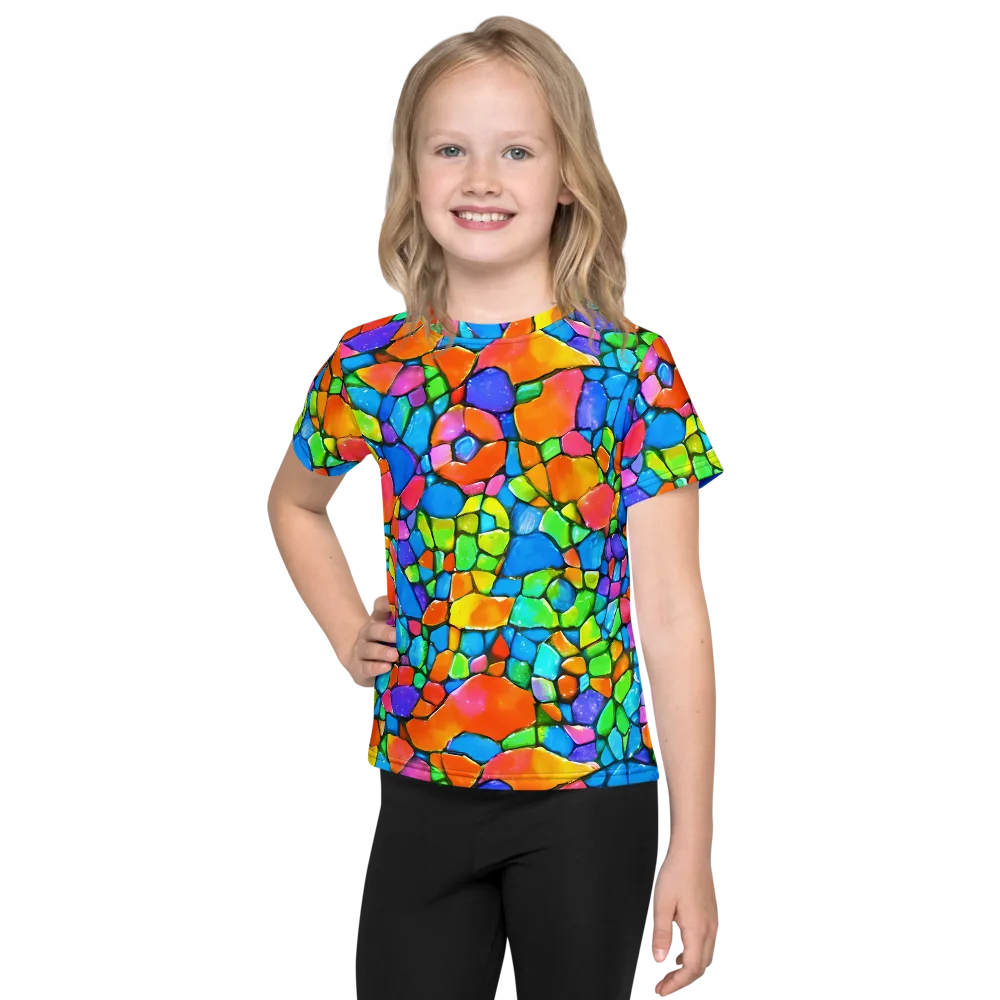 Prismatic Mosaic on Kids Crew Neck T-Shirt — Front