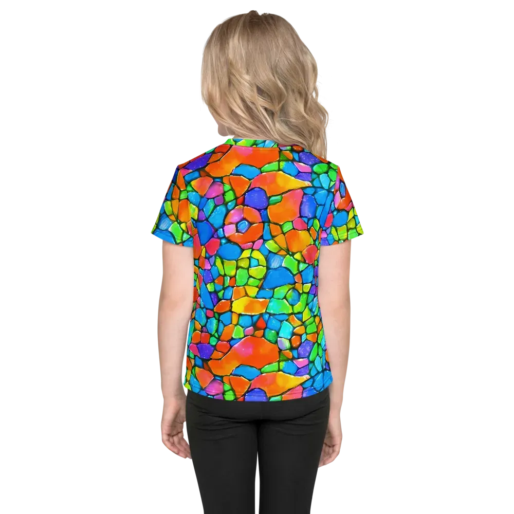 Prismatic Mosaic on Kids Crew Neck T-Shirt — Back