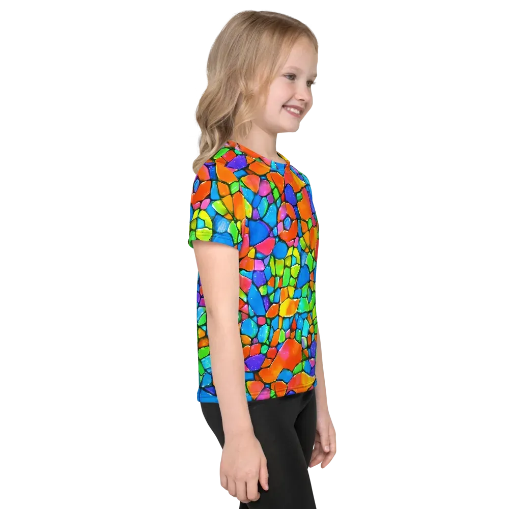 Prismatic Mosaic on Kids Crew Neck T-Shirt — Right