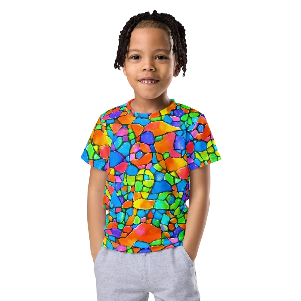 Prismatic Mosaic on Kids Crew Neck T-Shirt — Front