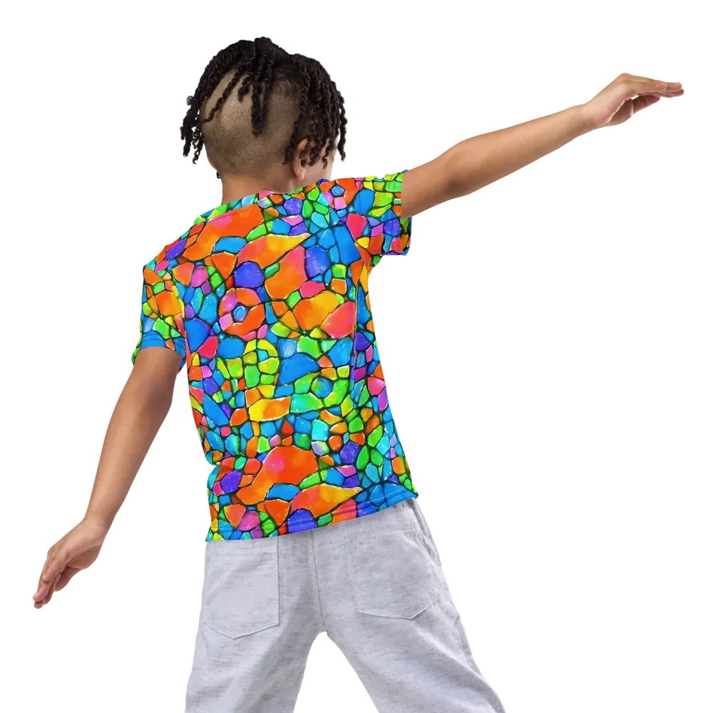 Prismatic Mosaic on Kids Crew Neck T-Shirt — Back