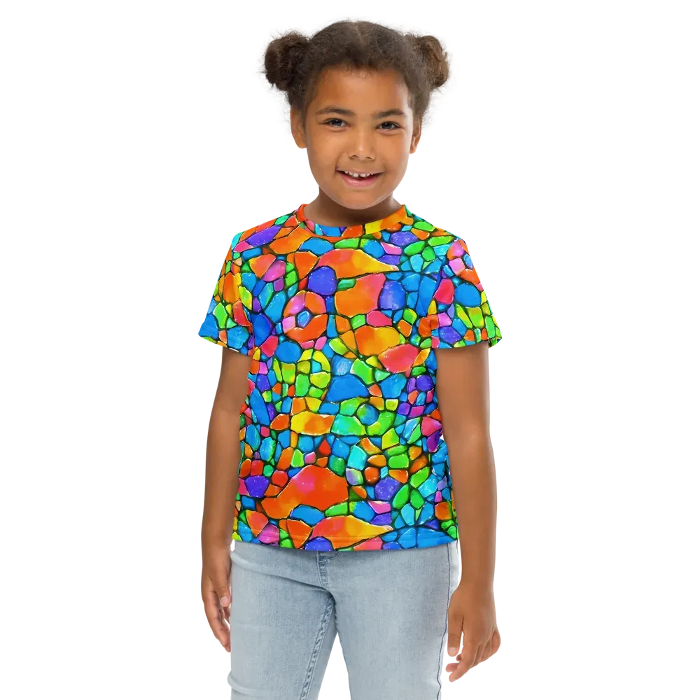 Prismatic Mosaic on Kids Crew Neck T-Shirt — Front