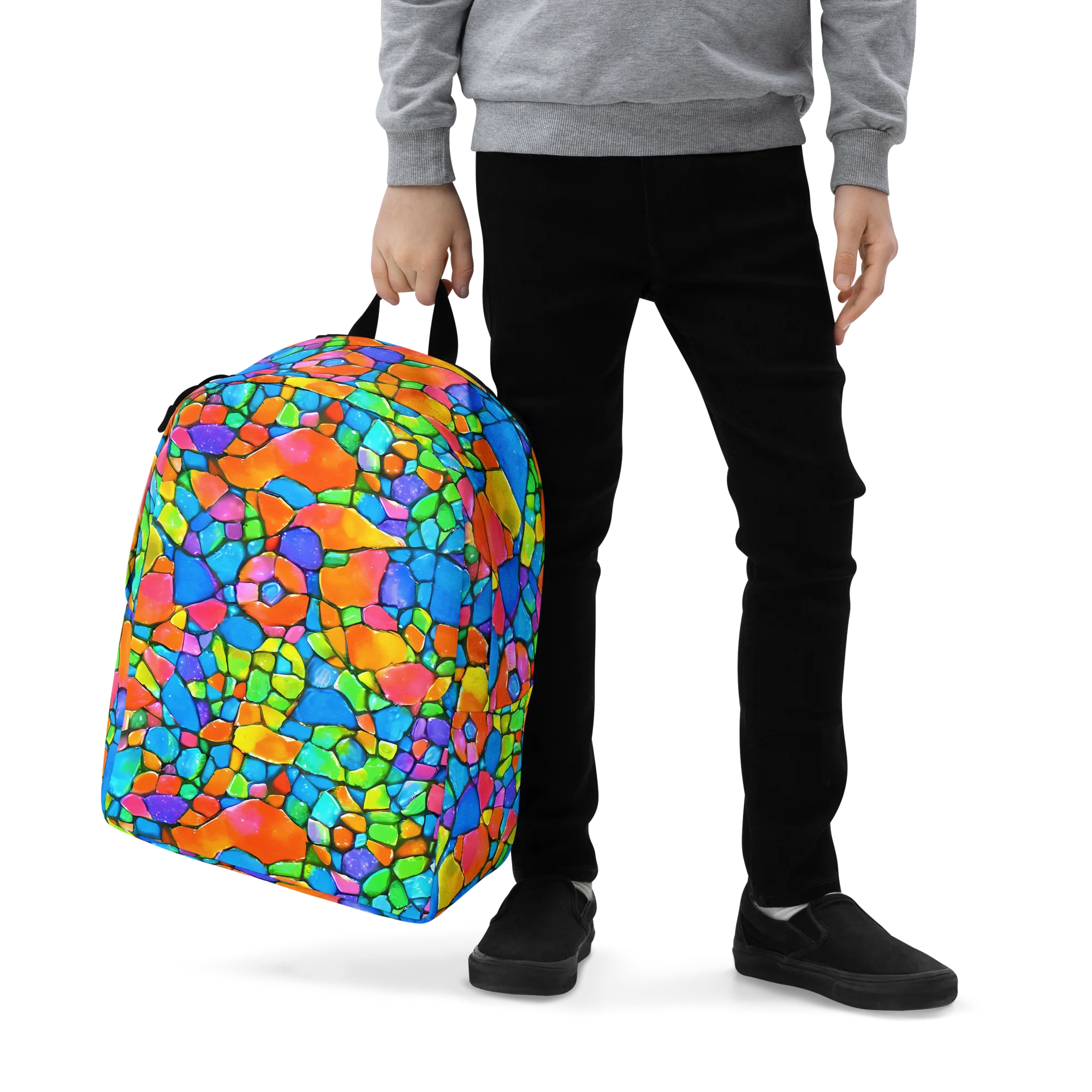 Prismatic Mosaic on Minimalist Backpack — Zoomed-in