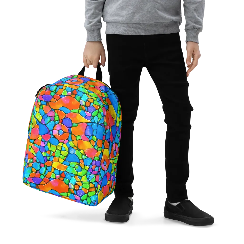 Prismatic Mosaic on Minimalist Backpack — Zoomed-in