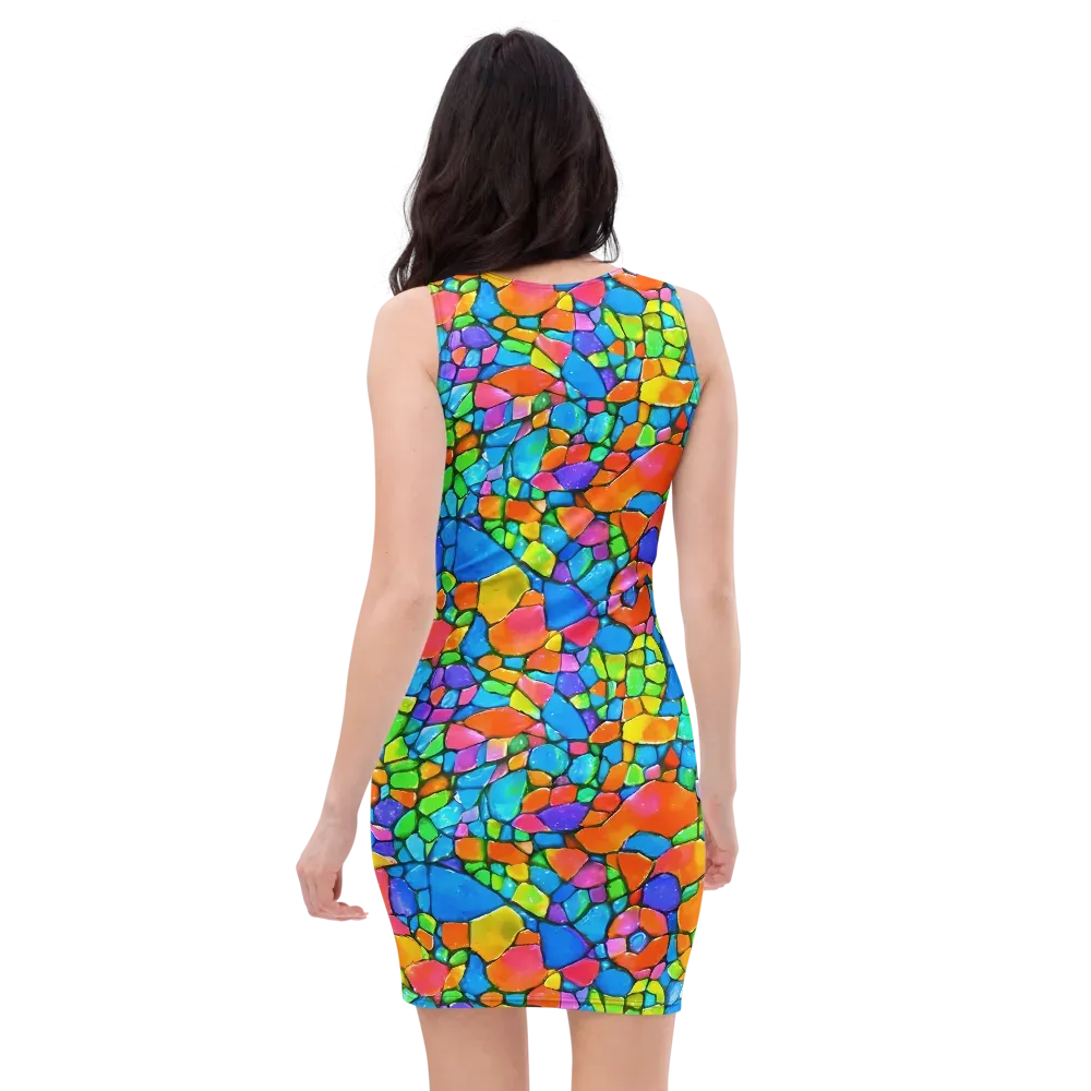 Prismatic Mosaic on Bodycon Dress — Back