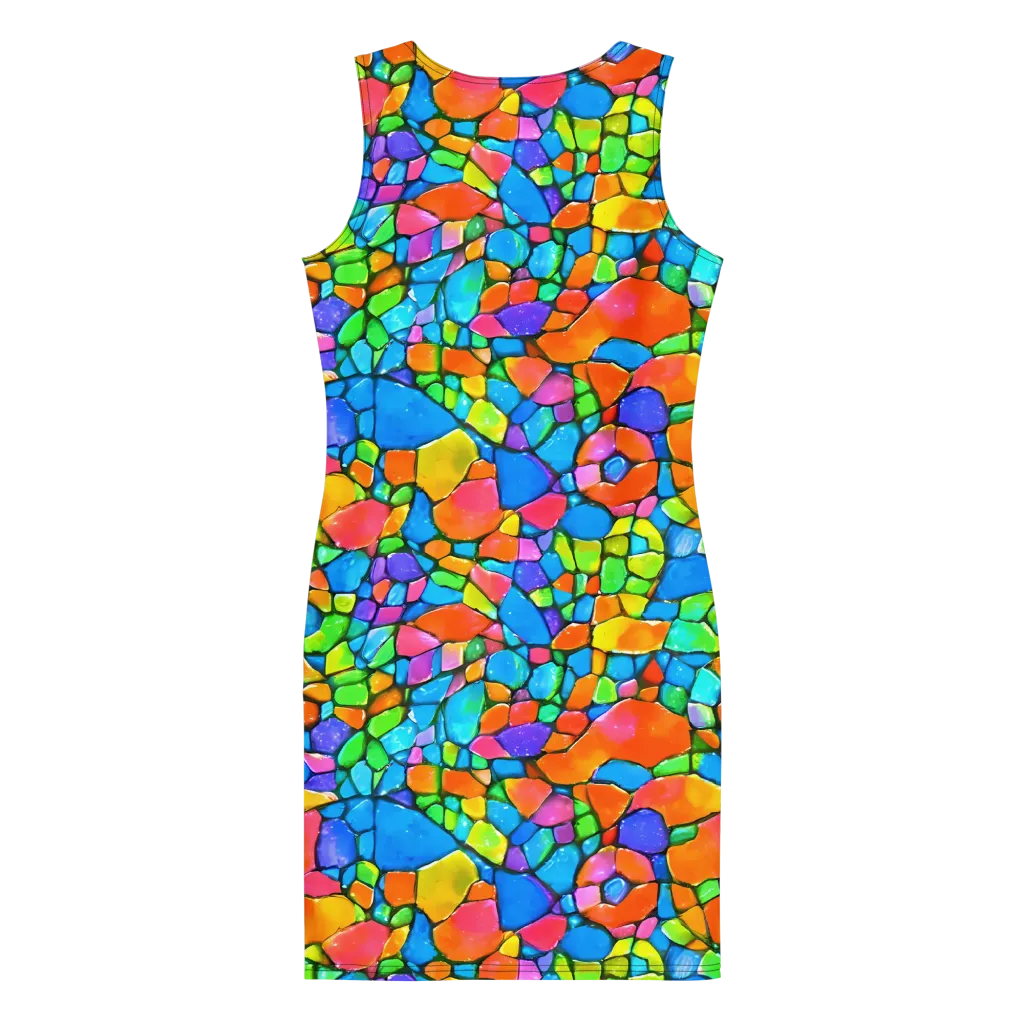 Prismatic Mosaic on Bodycon Dress — Back