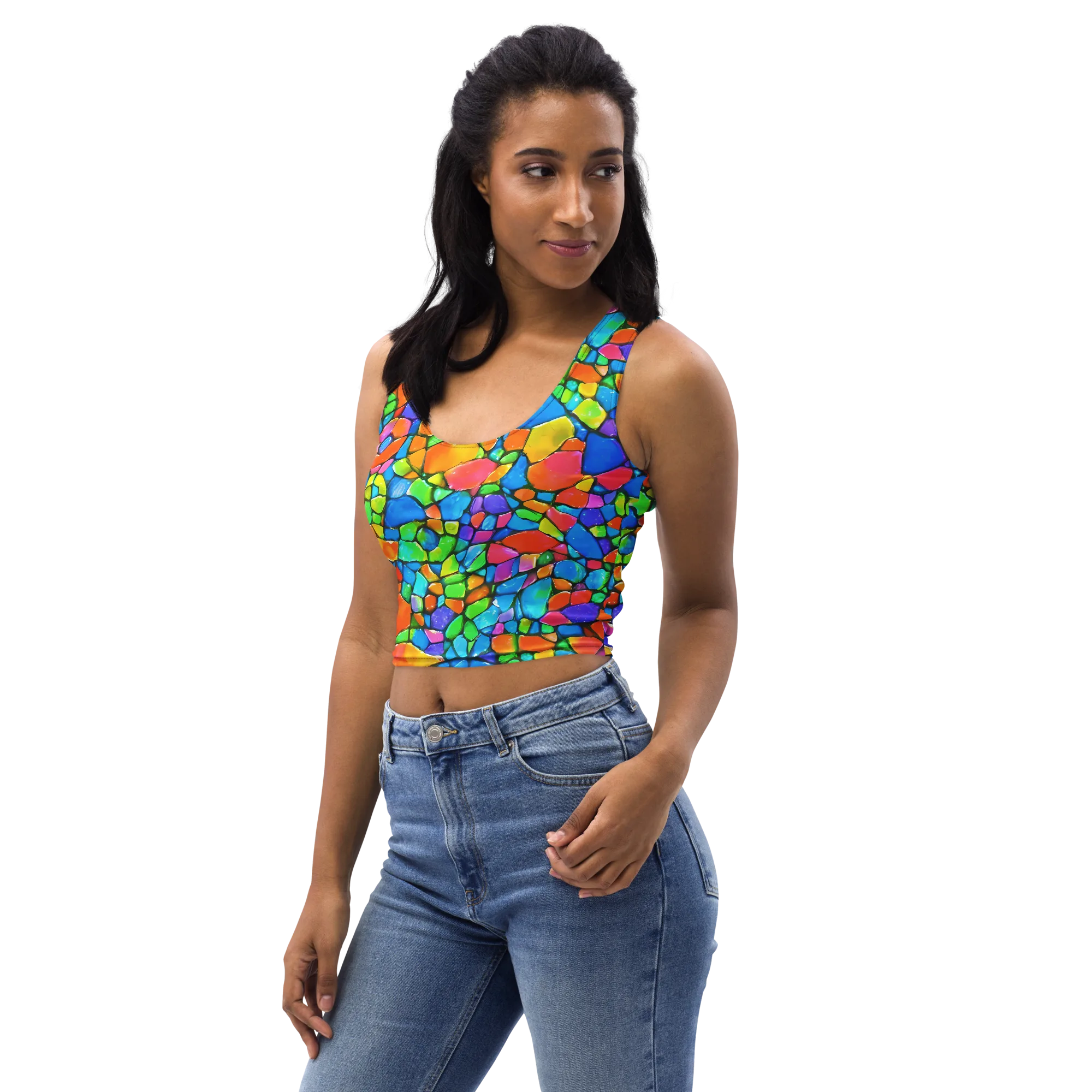 Prismatic Mosaic on Crop Top — Left Front