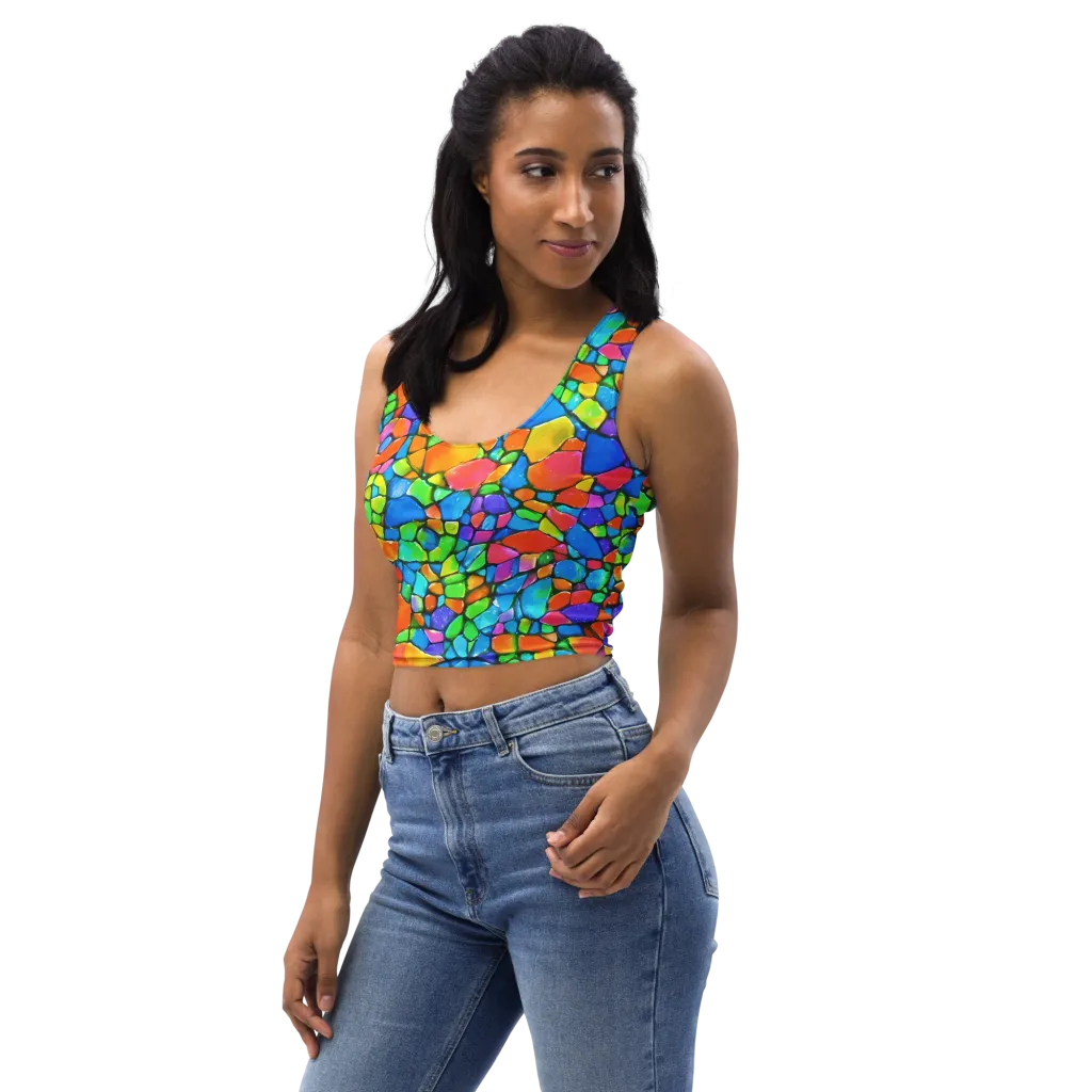 Prismatic Mosaic on Crop Top — Left Front