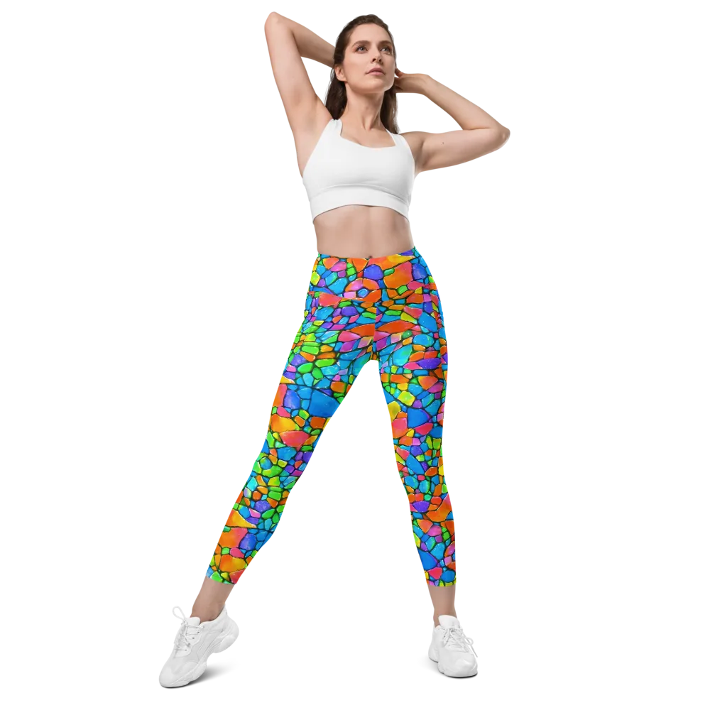 Prismatic Mosaic on Leggings with Pockets — Front