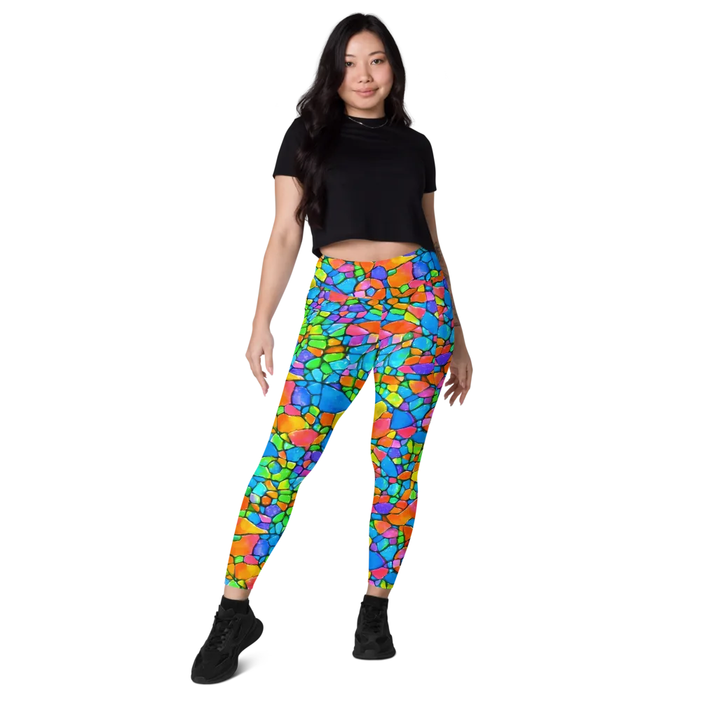 Prismatic Mosaic on Leggings with Pockets — Front
