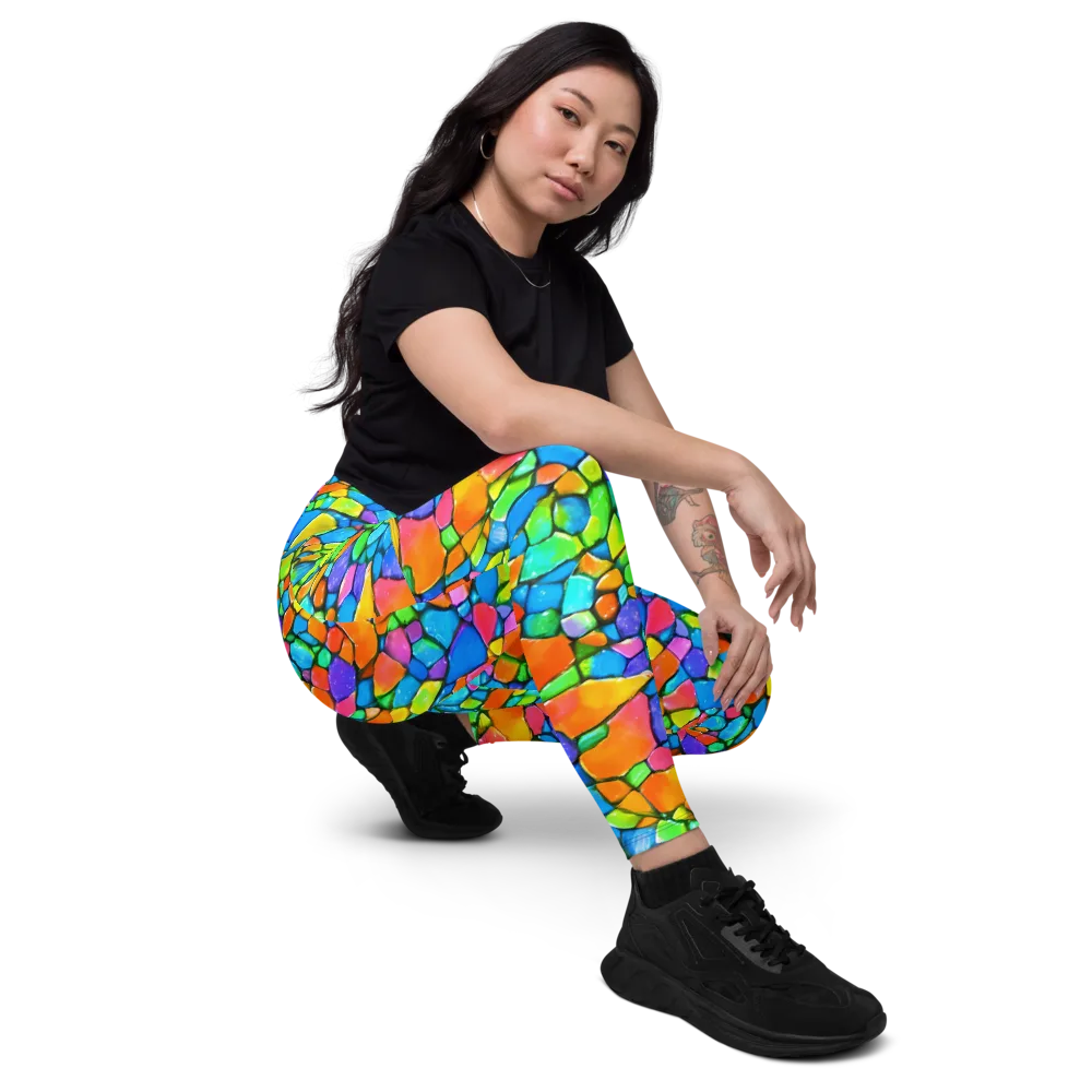 Prismatic Mosaic on Leggings with Pockets — Right Front
