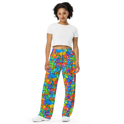 Prismatic Mosaic on a Wide-Leg Pants