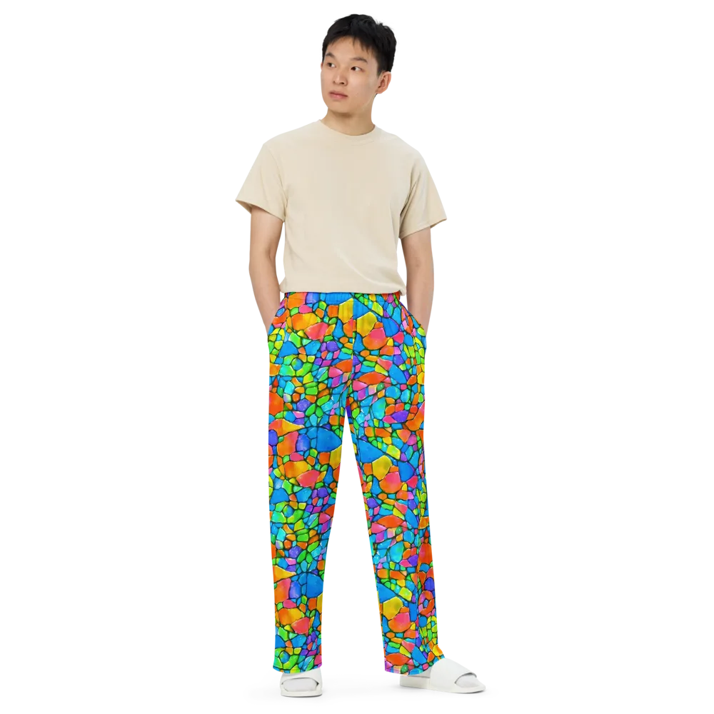 Prismatic Mosaic on Wide-Leg Pants — Front