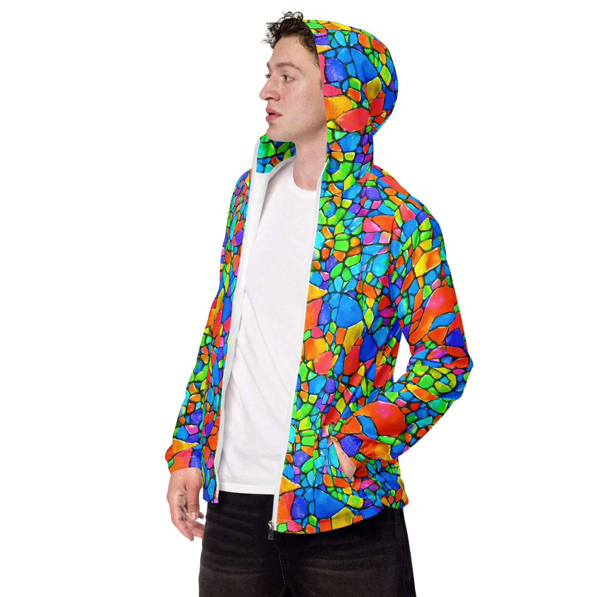 Prismatic Mosaic on Men's Windbreaker — Left Front