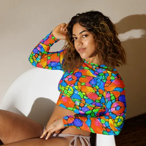 Prismatic Mosaic on a Long Sleeve Crop Top