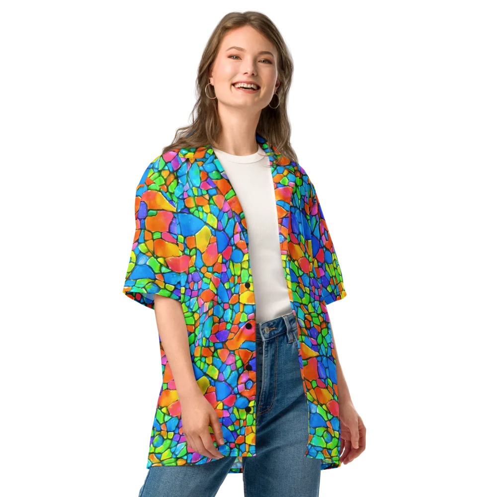 Prismatic Mosaic on Button Shirt — Front