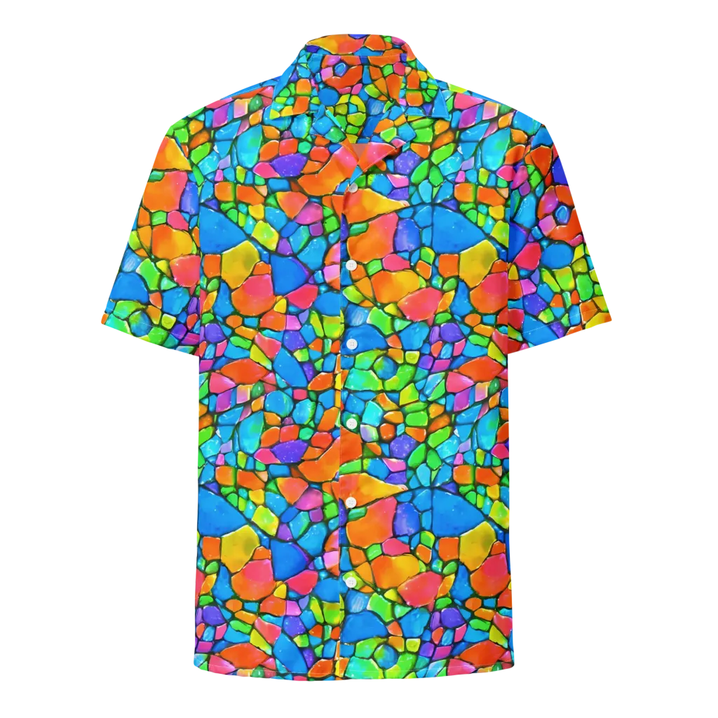 Prismatic Mosaic on Button Shirt — Front