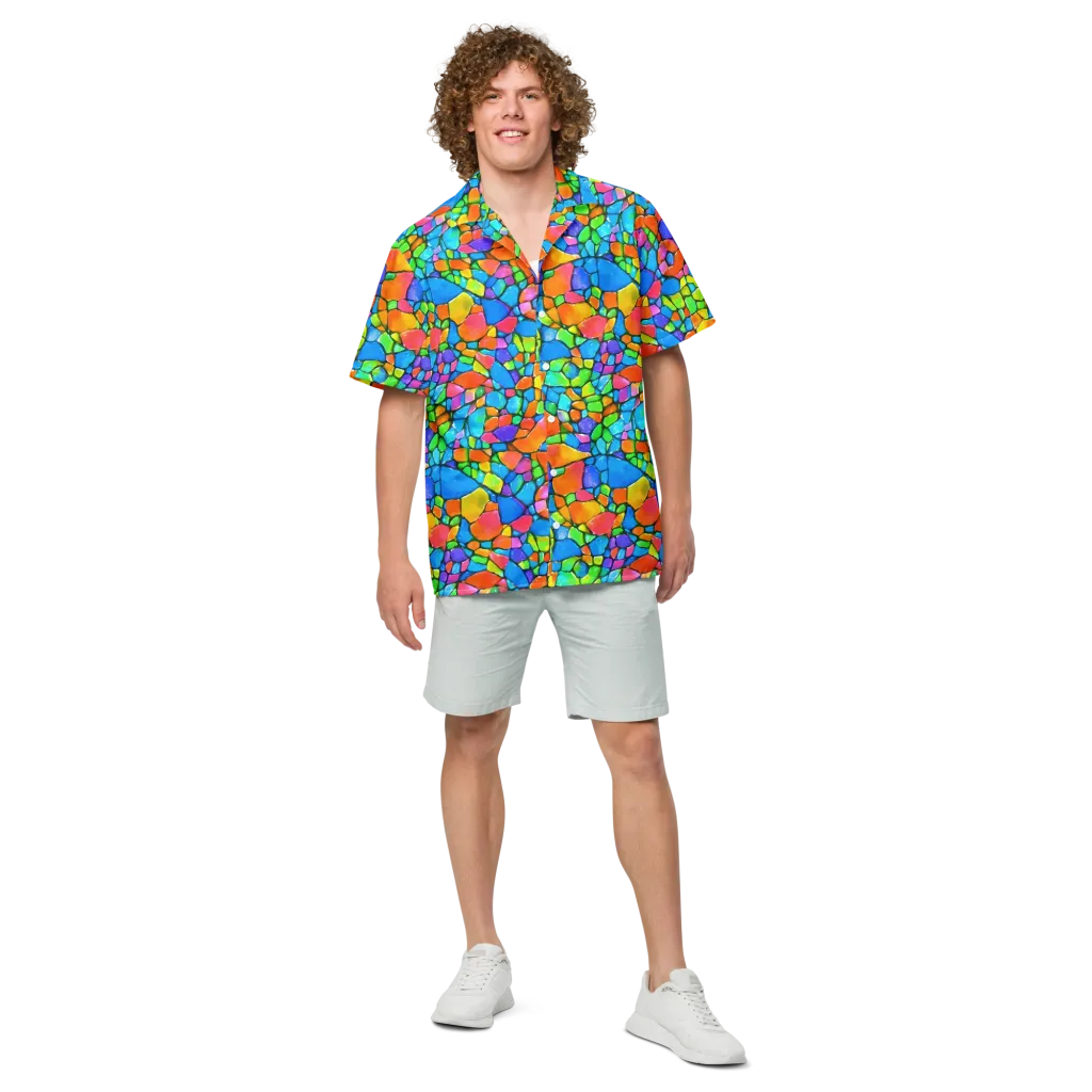 Prismatic Mosaic on Button Shirt — Front