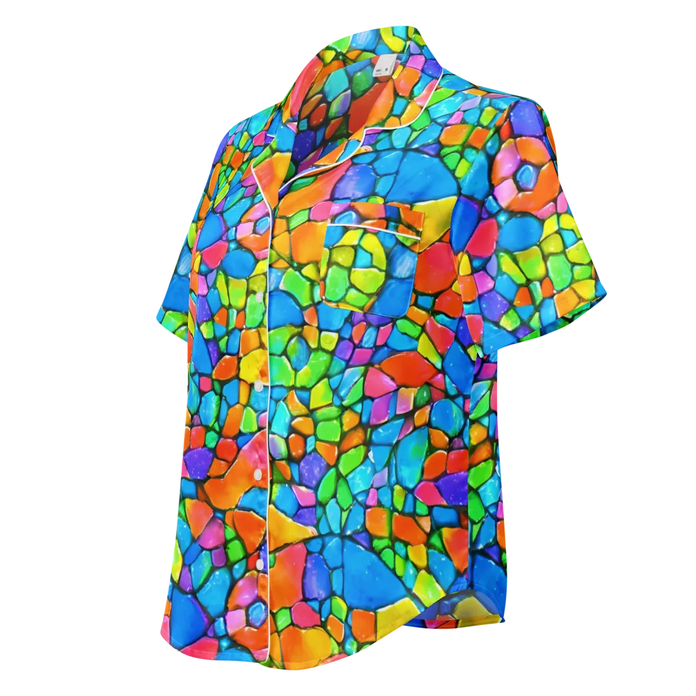 Prismatic Mosaic on Women's Short Sleeve Pajama Top — Left Front