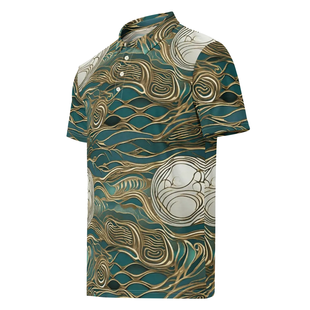 Gilded Tidal Flow on Men's Slim Fit Polo Shirt — Left Front