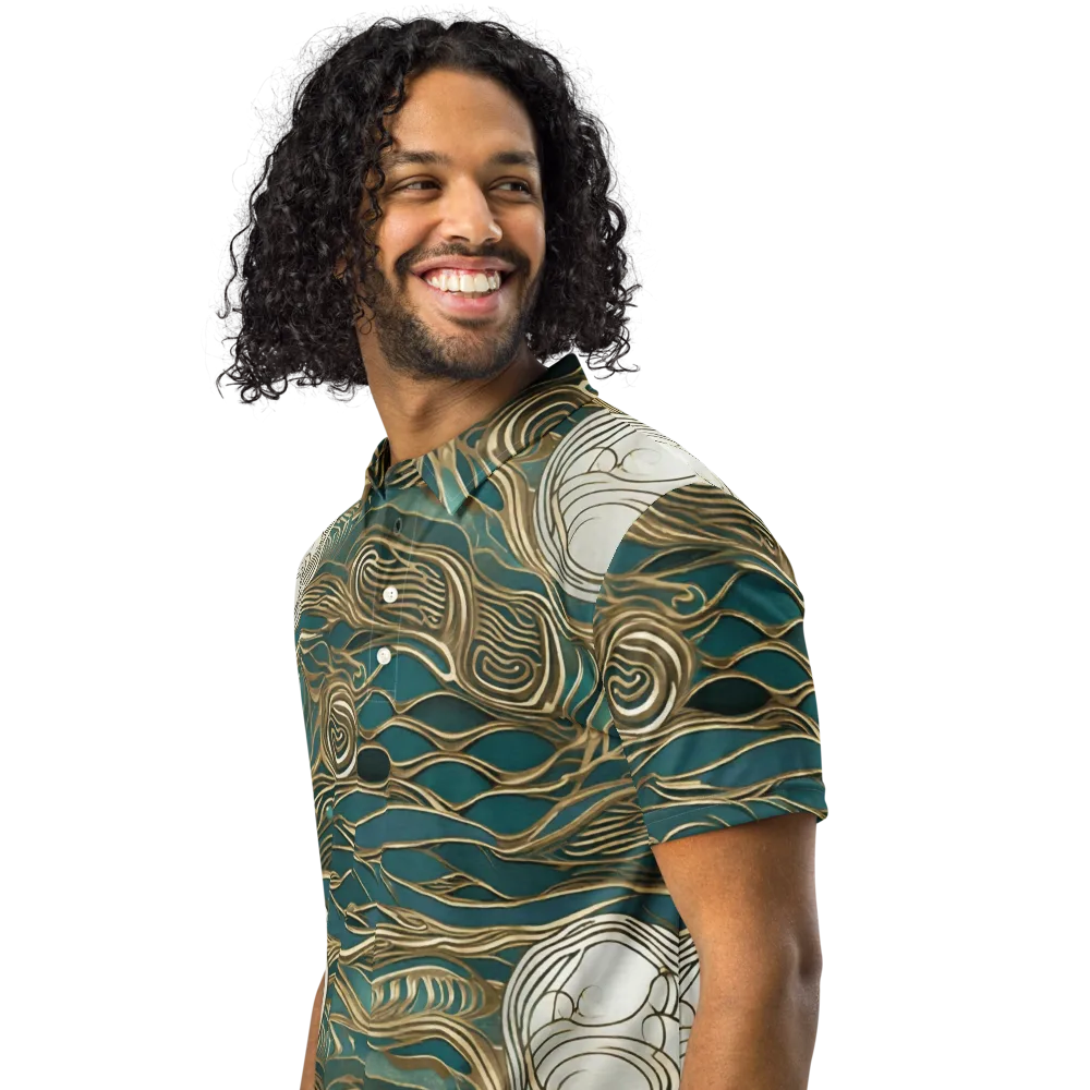 Gilded Tidal Flow on Men's Slim Fit Polo Shirt — Left Front