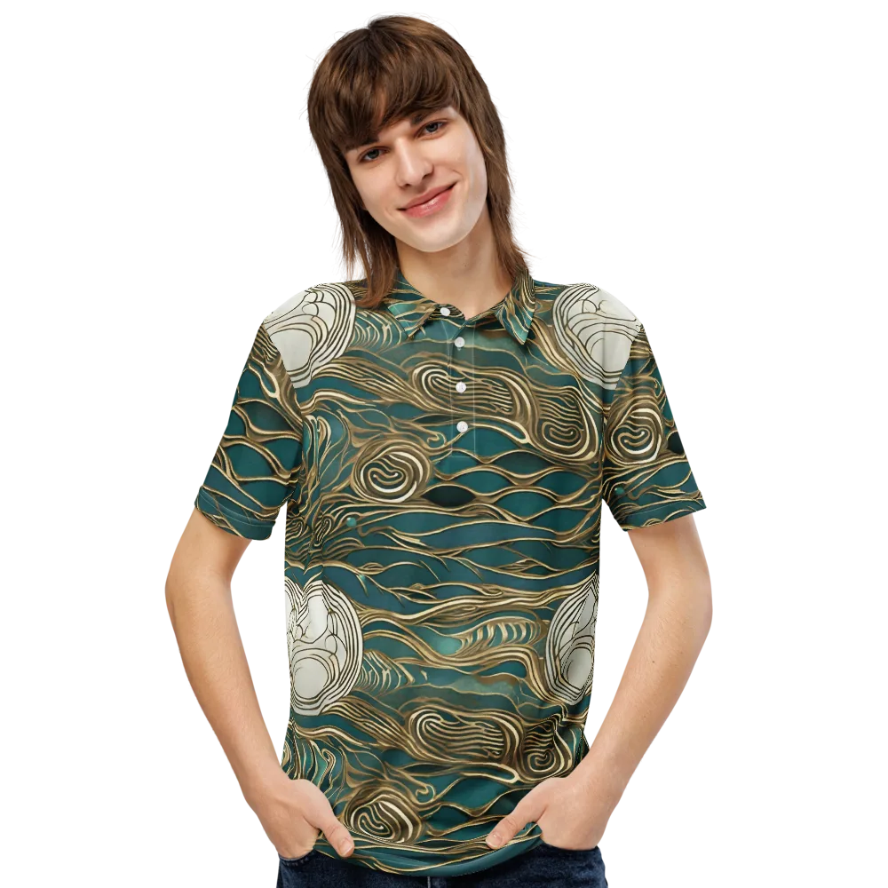 Gilded Tidal Flow on Men's Slim Fit Polo Shirt — Front