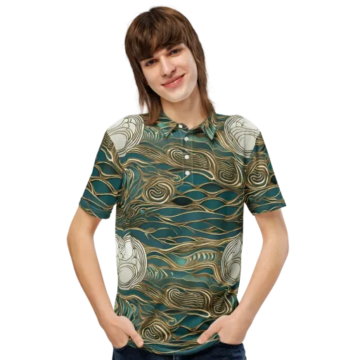 Gilded Tidal Flow on a Men's Slim Fit Polo Shirt