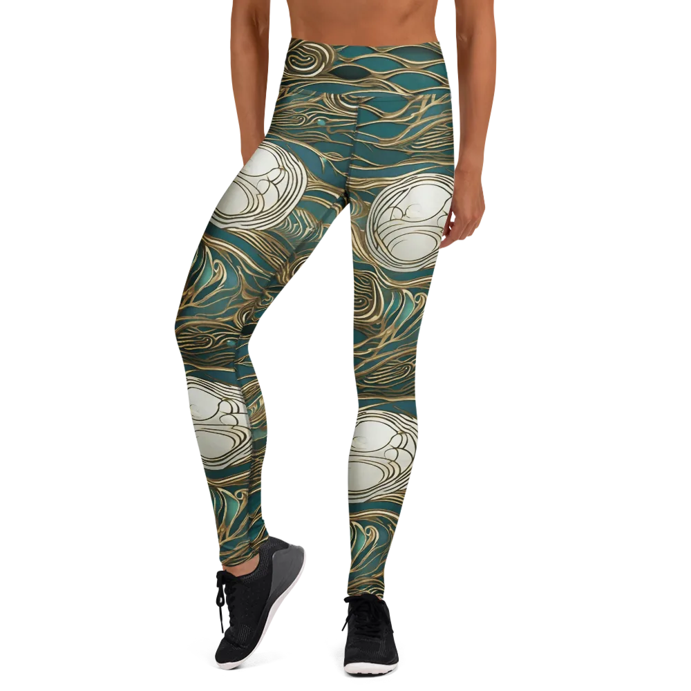 Gilded Tidal Flow on Yoga Leggings — Front