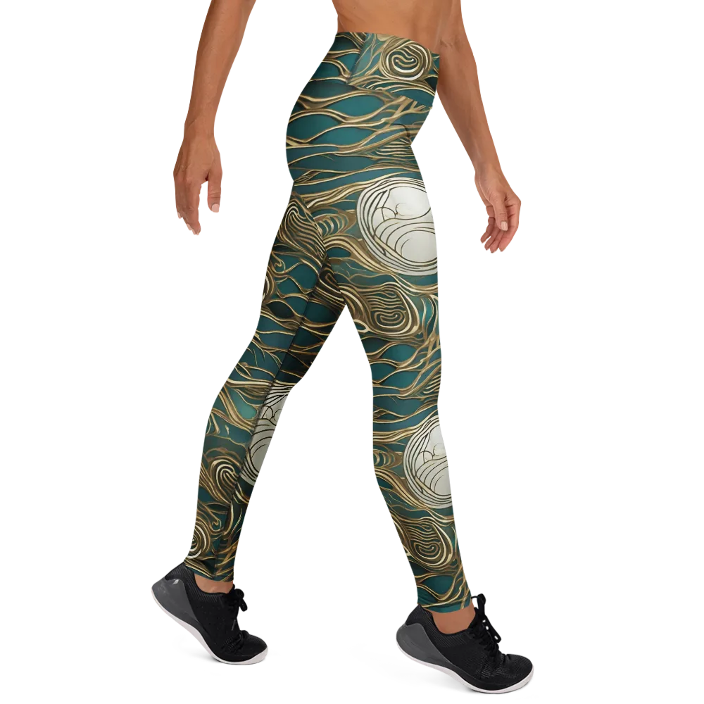 Gilded Tidal Flow on Yoga Leggings — Right