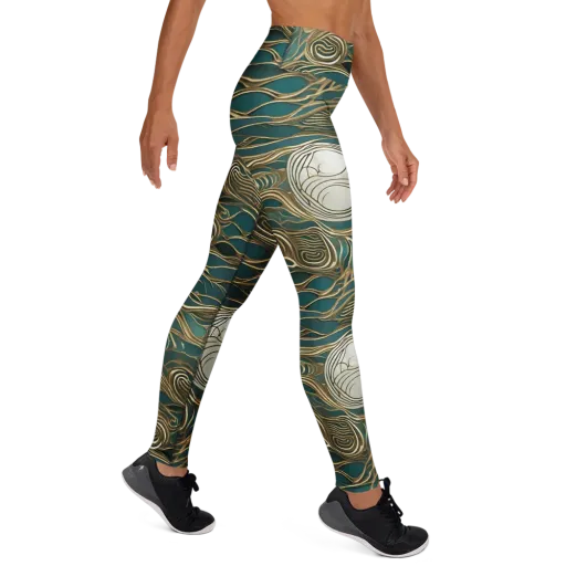 Gilded Tidal Flow on a Yoga Leggings